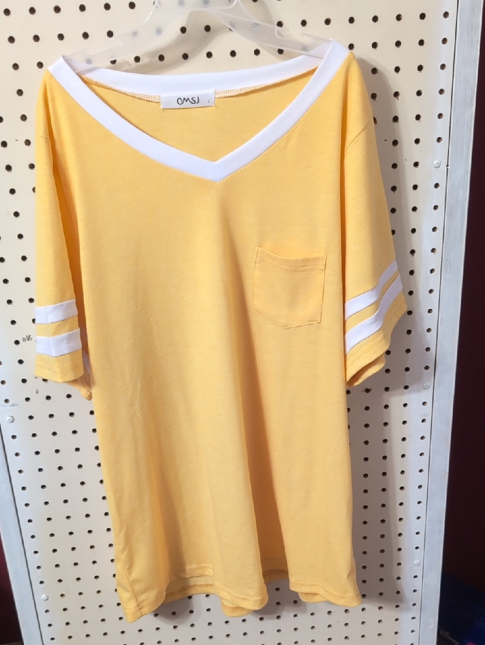 OMSJ Yellow V-Neck Pocket Tee with White Trim Bundle With White Tee